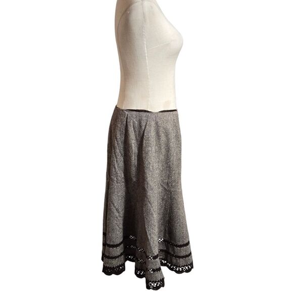 Talbots Brown Wool Blend and Crochet Skirt - Picture 2 of 7